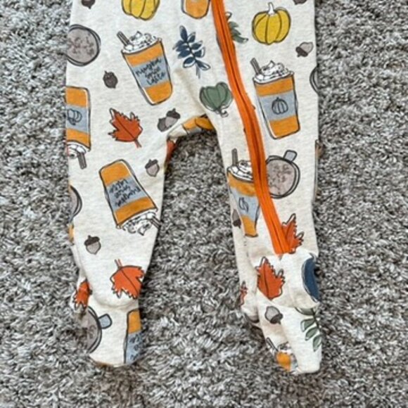 Mud Pie Size 3-6 Months Footie Pajama Pumpkin Spice Fall Cozy Adorable Pumpkin - Picture 3 of 9